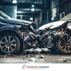 Two cars with severe front-end damage after a collision in Silver Spring, Maryland